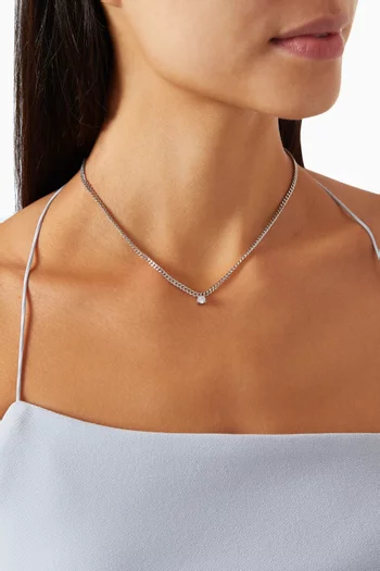 Bardot Stud Charm Necklace in Silver-plated Brass