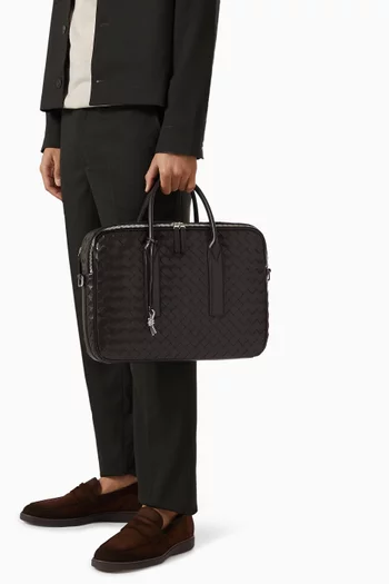 Large Getaway Briefcase in Intrecciato Leather