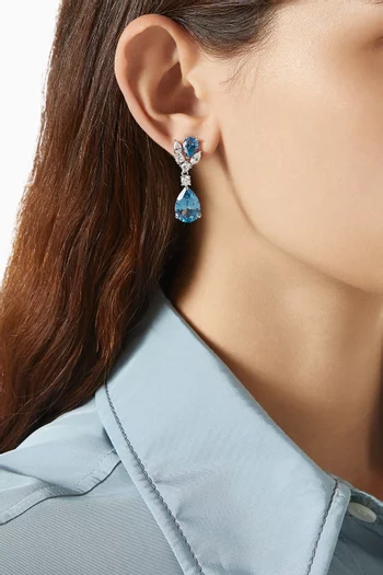 Pear Drop Earrings in Rhodium-plated Brass