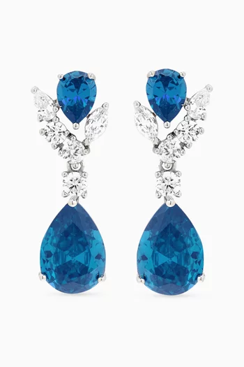Pear Drop Earrings in Rhodium-plated Brass