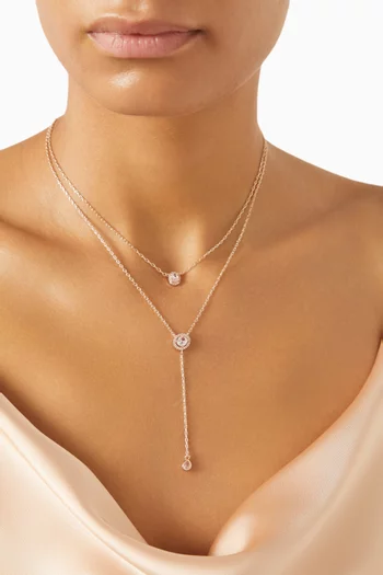 CZ Double Y Necklace in Rose Gold-plated Brass