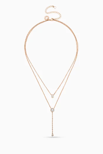 CZ Double Y Necklace in Rose Gold-plated Brass