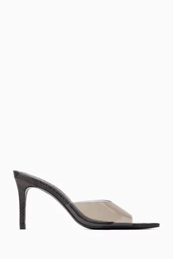 Bella 80 Mule Sandals in PVC & Leather