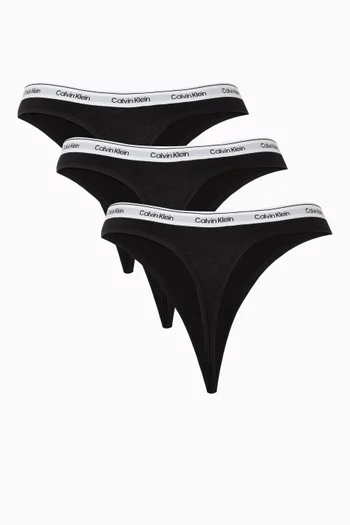 Modern Logo Thong in Cotton, Set of 3