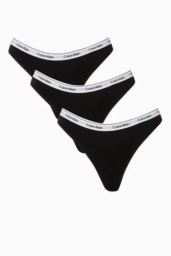 Modern Logo Thong in Cotton, Set of 3