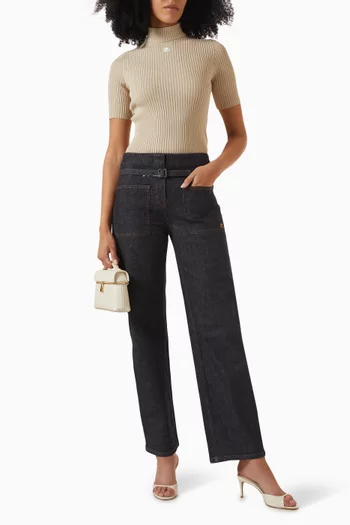 Reedition Short-sleeve Sweater in Ribbed-knit