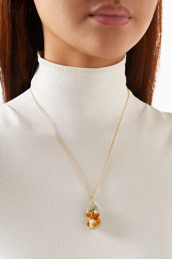 Heritage Diamond & Guilloché Hen Locket Necklace in 18kt Gold