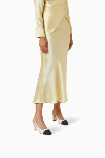 Marcy 65 Slingback Pumps in Satin & Leather