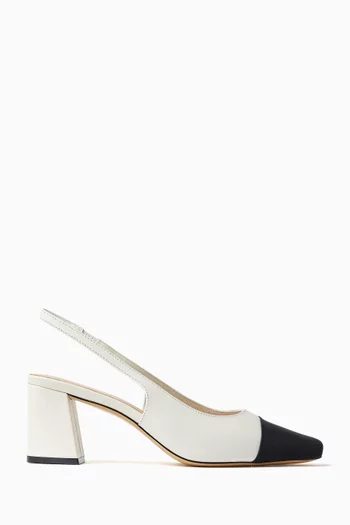 Marcy 65 Slingback Pumps in Satin & Leather