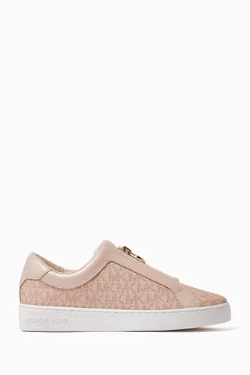 Keaton Signature Logo Zip-up Sneakers in Canvas