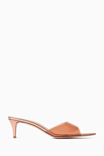 Ellle 55 Mules in Metallic Leather & Plexi