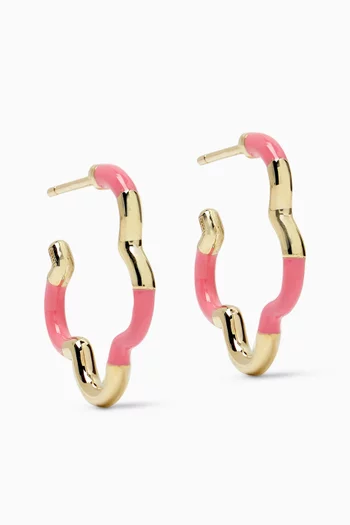 B Mini Enamel Earrings in 9kt Yellow Gold