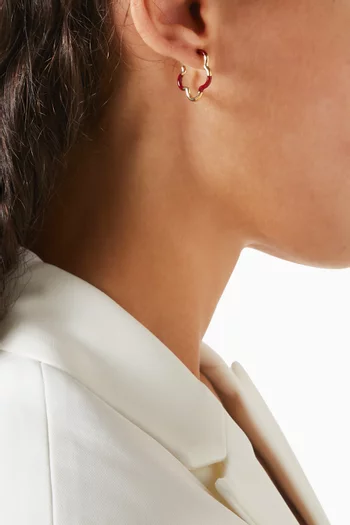 B Mini Enamel Earrings in 9kt Yellow Gold