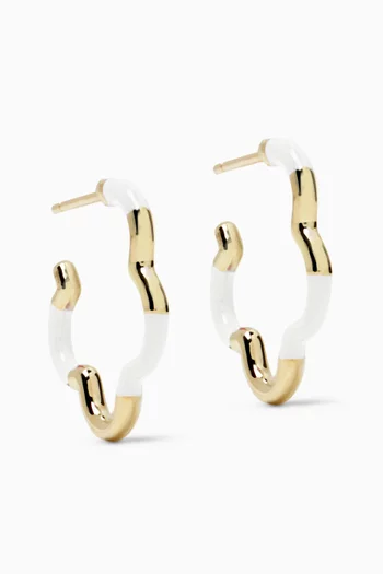 B Mini Enamel Earrings in 9kt Yellow Gold
