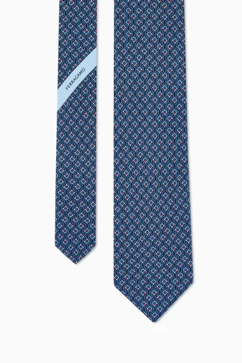 Tetris-print Tie in Silk