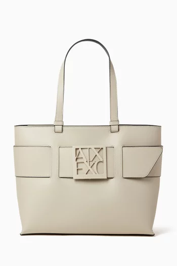 Medium Susy AX Logo Tote Bag in Faux Leather