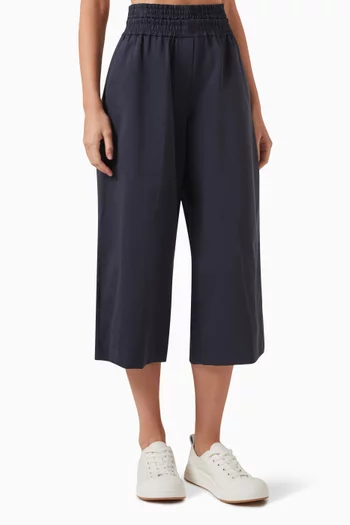 Double-waistband Cropped pants in Cotton-silk