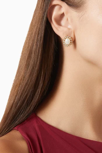 Flower Crystal Stud Earrings in Gold-plated Brass