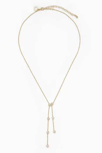Round Bezel Drop Necklace in Gold-plated Brass