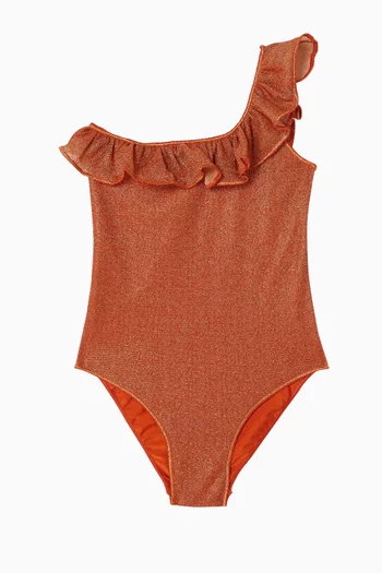 Osemini Lumiére One Shoulder Maillot in Glitter Nylon