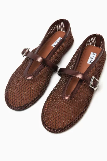 Ballet Flats in Laminated Fishnet