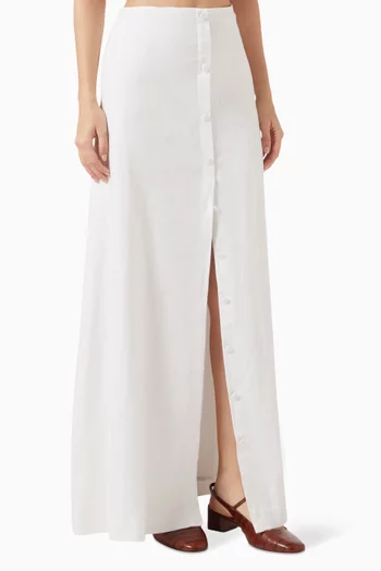 Andi Front-slit Maxi Skirt in Linen