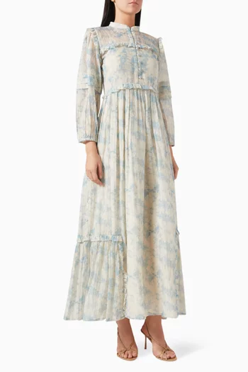 Anastasia Printed Ruffle Midi Dress