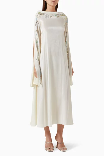 Crystal-embellished Midi Dress in Satin