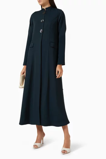 Bead-embellished Fringe Abaya in Satin