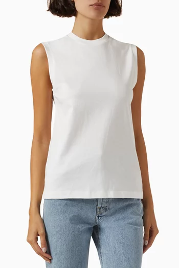 Relaxed Sleeveless T-shirt in Organic Cotton