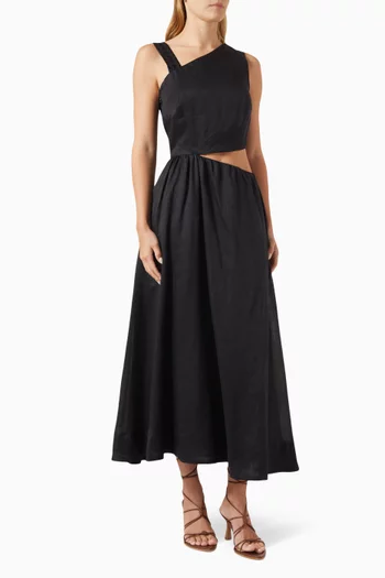 Gaia Embroidered Maxi Dress in Ramie