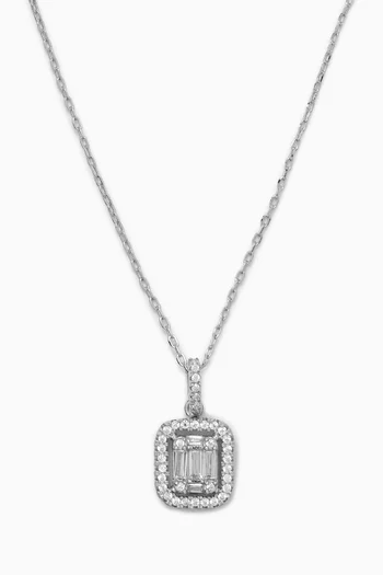 Baguette Crystal Necklace in Sterling Silver