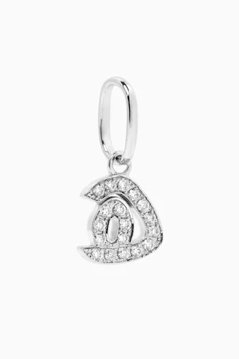 Arabic Single Initial Charm 'H' in Diamonds and 18kt White Gold