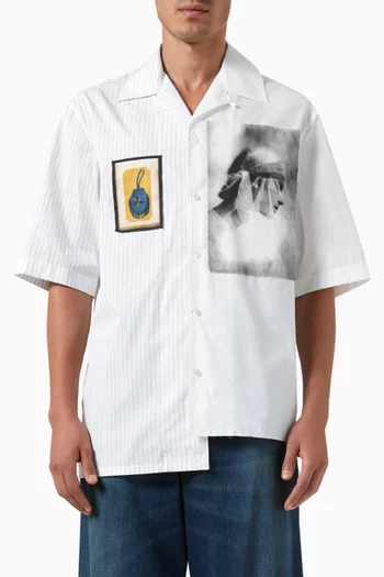 قميص غير متماثل بطبعة اركايفز قطن
