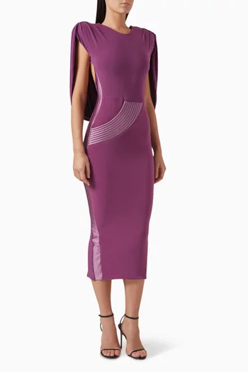  TAKIN IT ALL DRESS- JERSEY DRESS WITH COWL BACK FEATURE, STITCHED SATIN POCKET & SHOULDER ACCENTS:Purple    :10|217411950