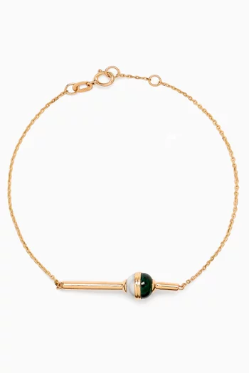 Kiku Glow Sphere Pearl & Malachite Bracelet in 18kt Gold