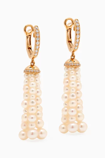 Bahar Tassel Pearl & Diamond Earrings in 18kt Gold