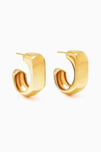 Mini Cube Hoop Earrings in 22kt Gold-plated Bronze