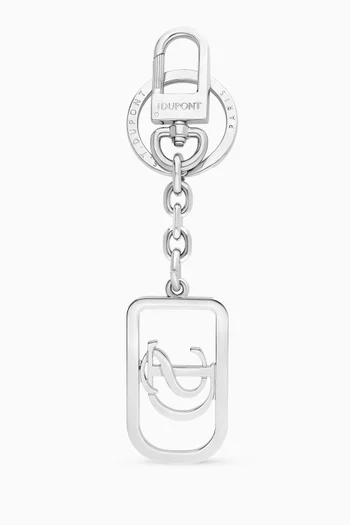 Logo-engraved Keyring in Silver-plated Metal