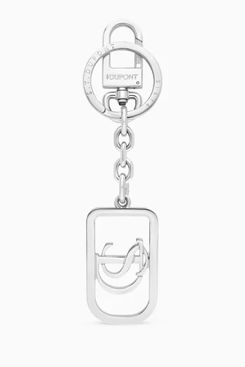 Logo-engraved Keyring in Silver-plated Metal