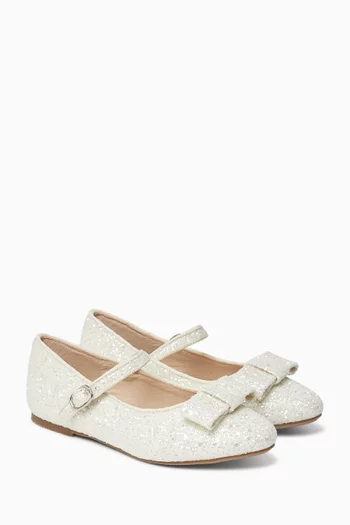 Ellen Ballet Flats in Glittered Faux-leather