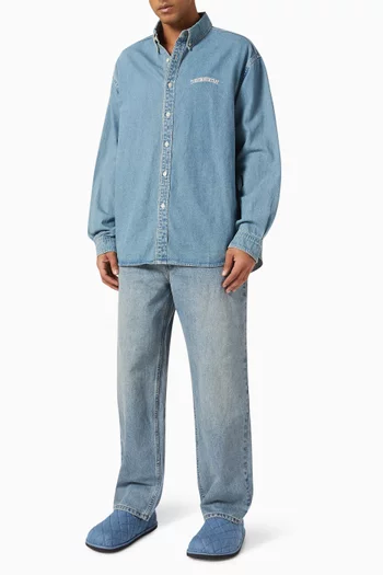 Logo Shirt in Washed Denim