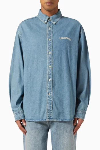 Logo Shirt in Washed Denim