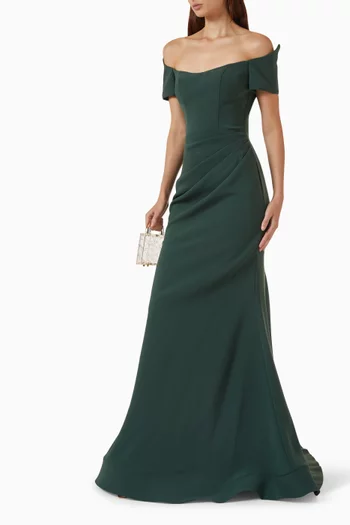 Off-shoulder Gown in Crepe