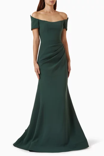 Off-shoulder Gown in Crepe