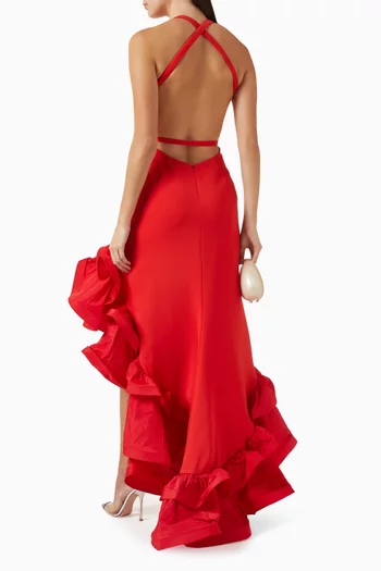 Ruffle Gown in Crepe