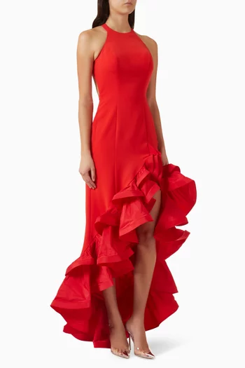 Ruffle Gown in Crepe