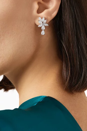 Marquis Pear Cluster Earrings in Rhodium-plated Brass