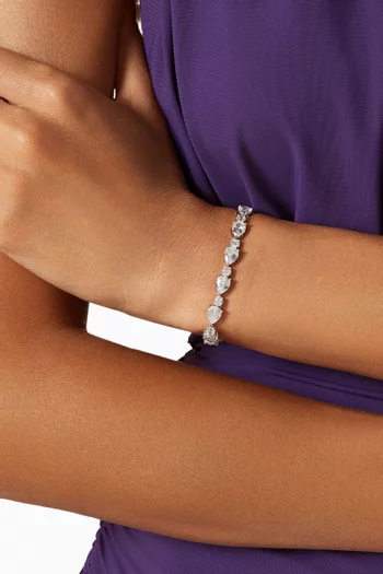 Pear CZ Tennis Bracelet in Rhodium-plated Brass