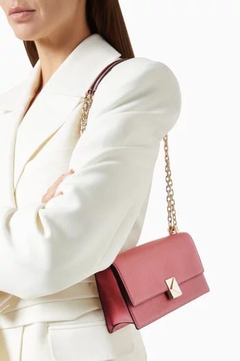 Mini Deco Flap Chain Crossbody Bag in Pebbled Leather